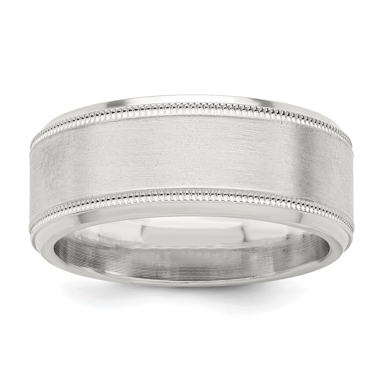 Sterling Silver Milgrain, Beveled Edge wedding band ring