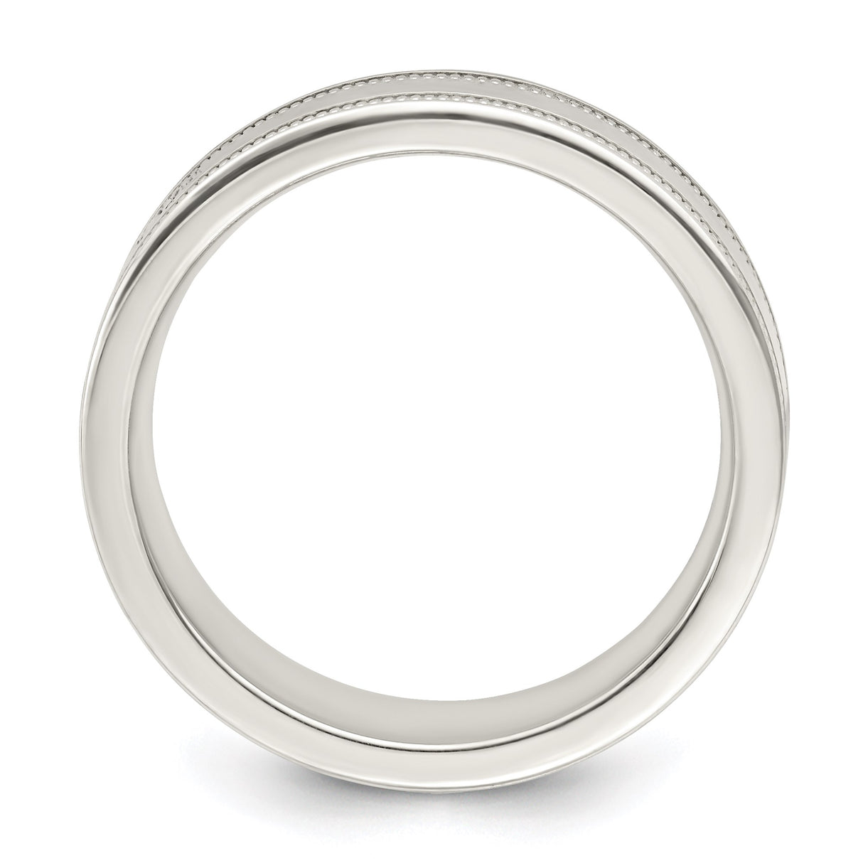 Sterling Silver Milgrain, Flat wedding band ring alternate angle