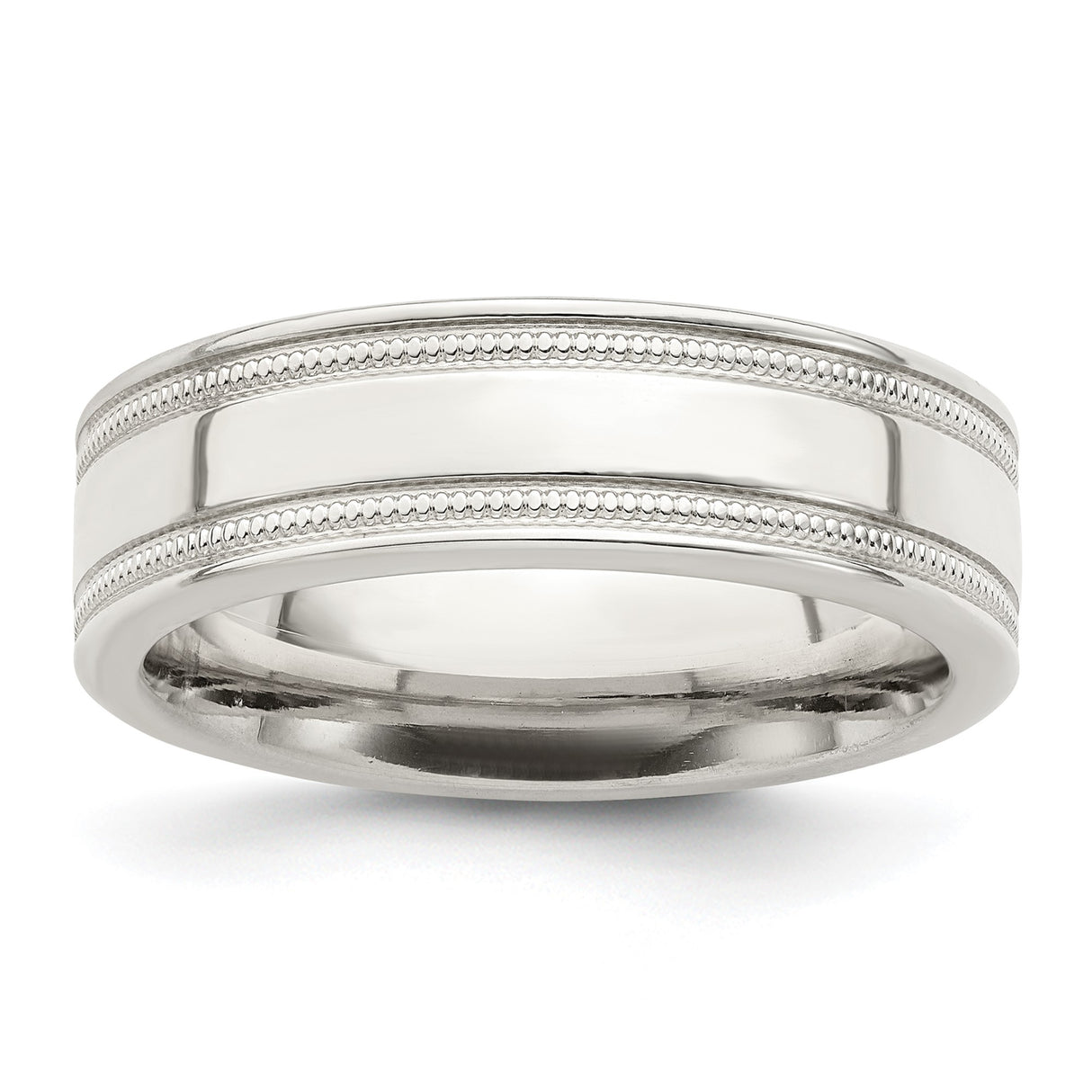 Sterling Silver Milgrain, Flat wedding band ring