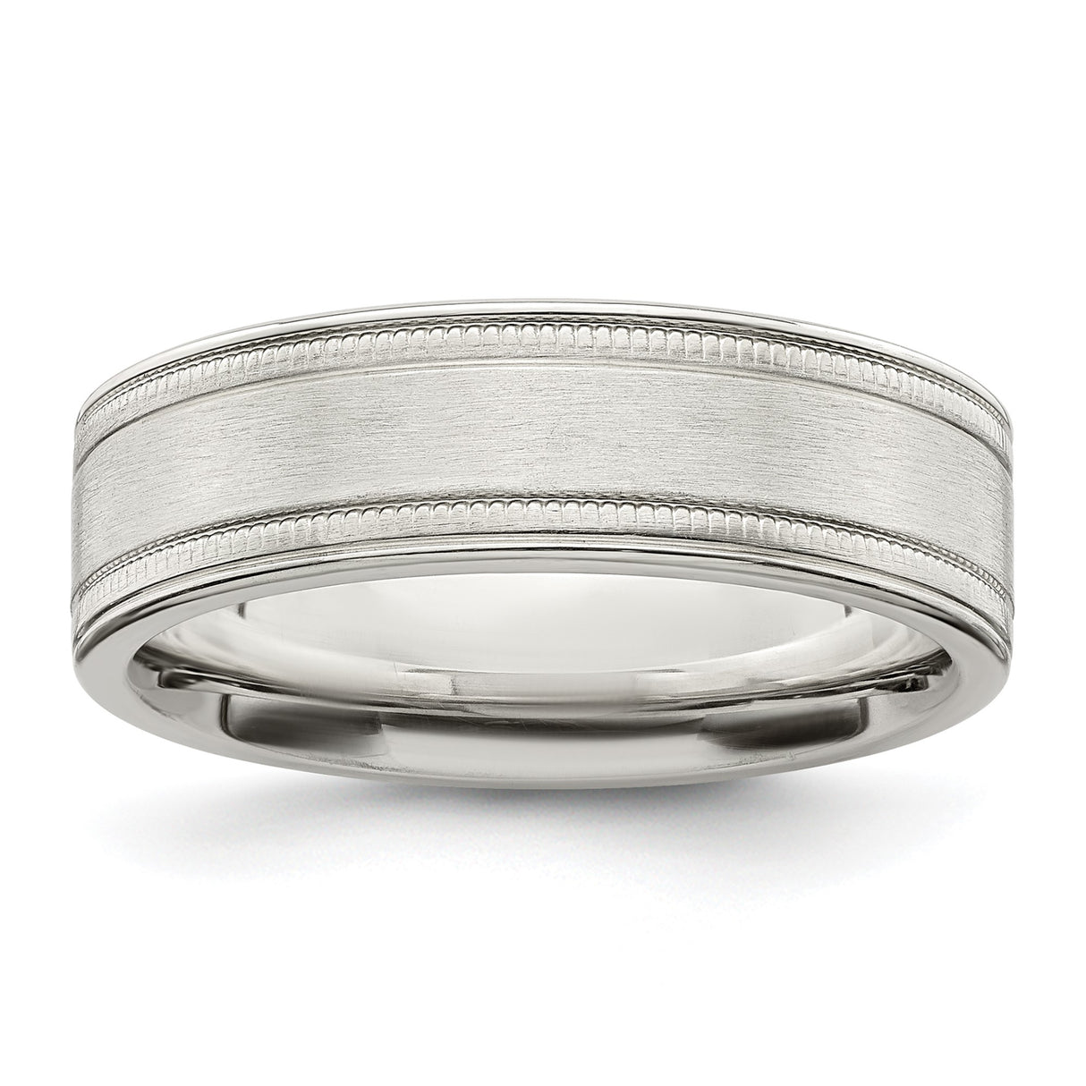 Sterling Silver Milgrain, Brushed wedding band ring