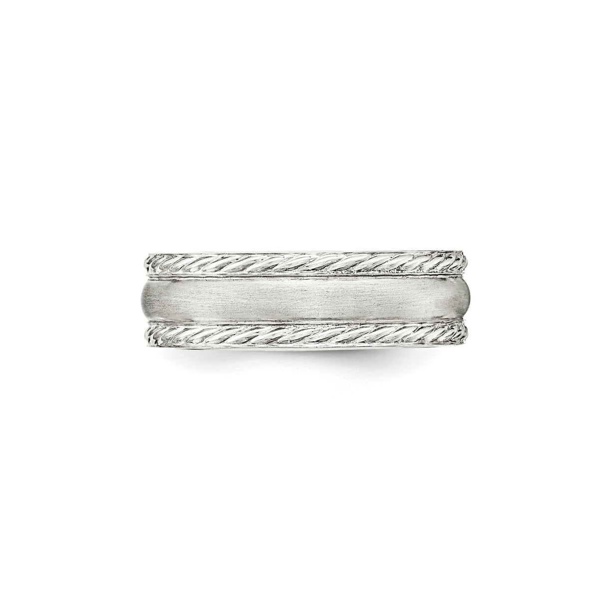 Sterling Silver Brushed, Domed wedding band ring detail view
