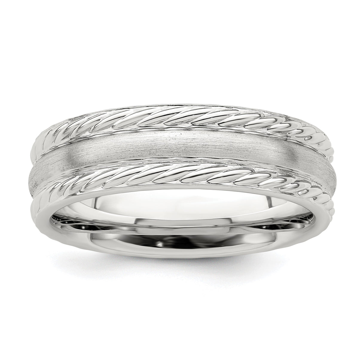 Sterling Silver Brushed, Domed wedding band ring