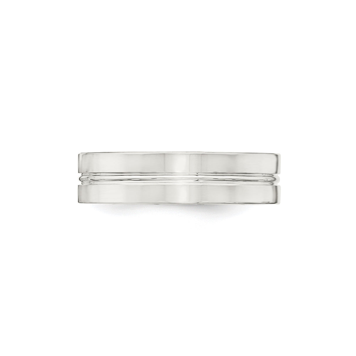 Sterling Silver Flat wedding band ring detail view