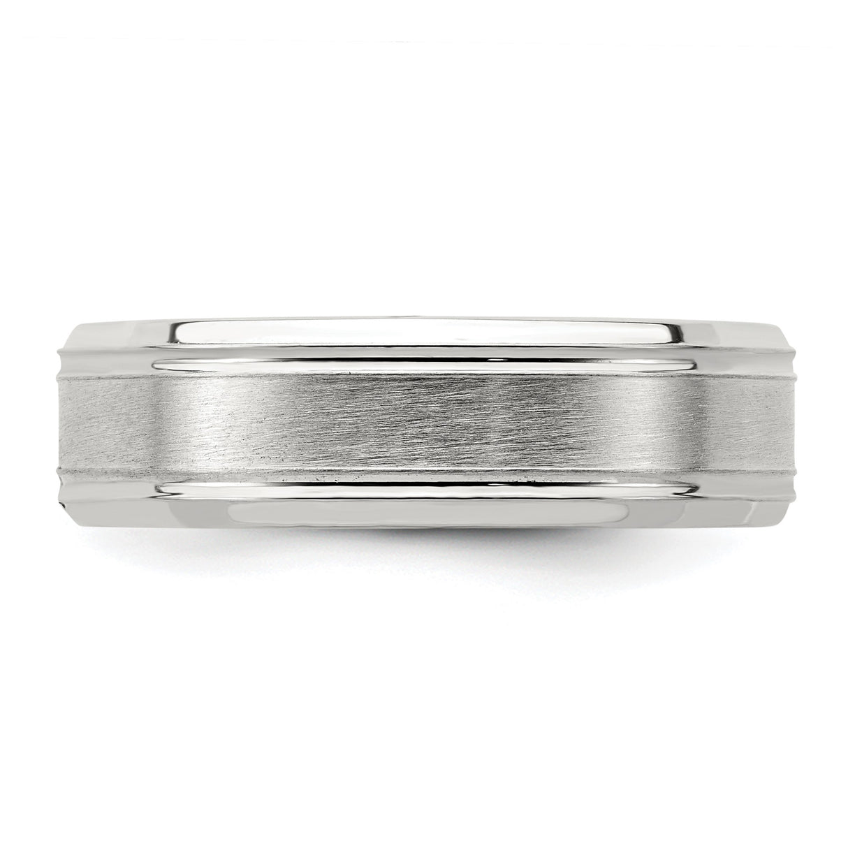 Sterling Silver Brushed wedding band ring detail view