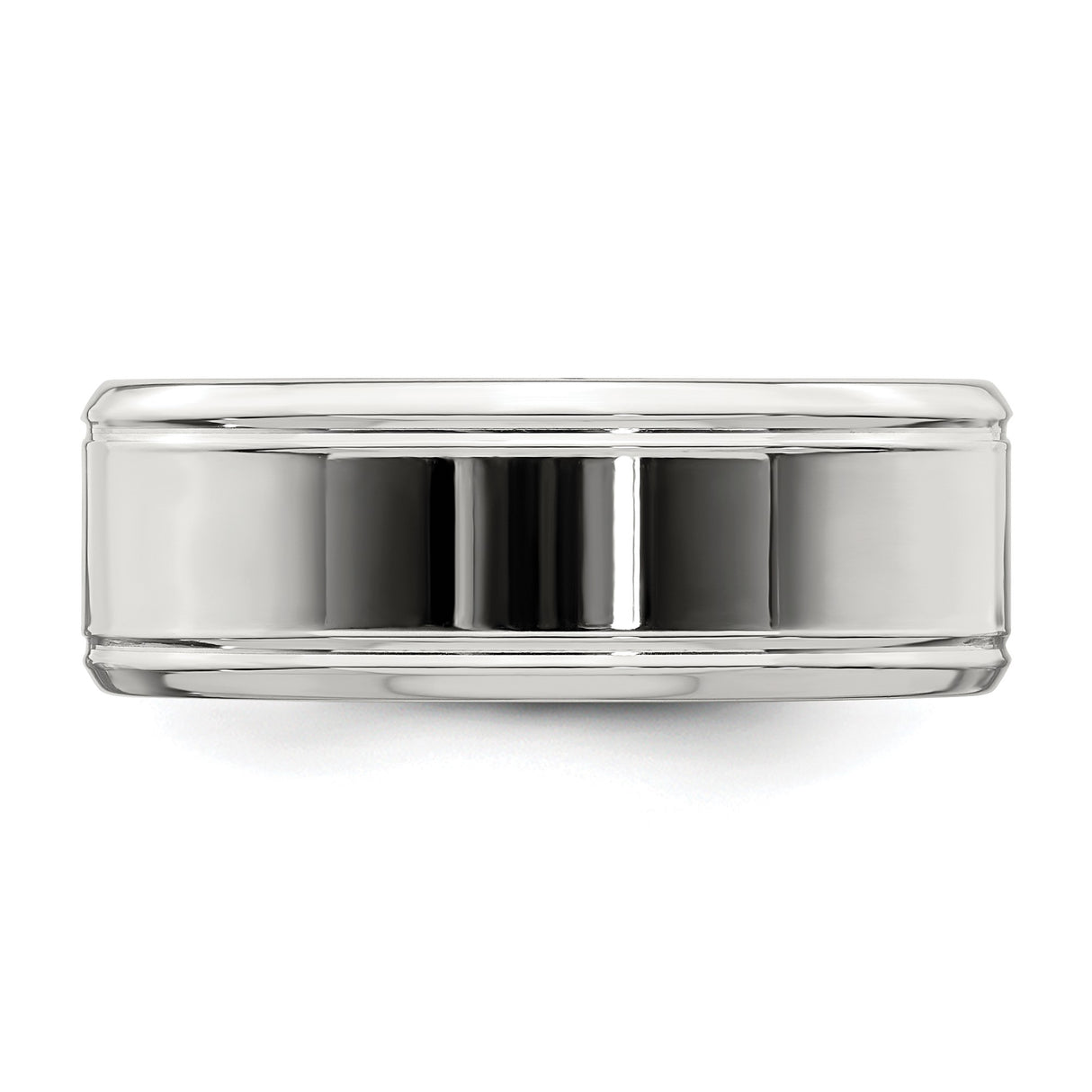 Sterling Silver Beveled Edge, Flat wedding band ring detail view