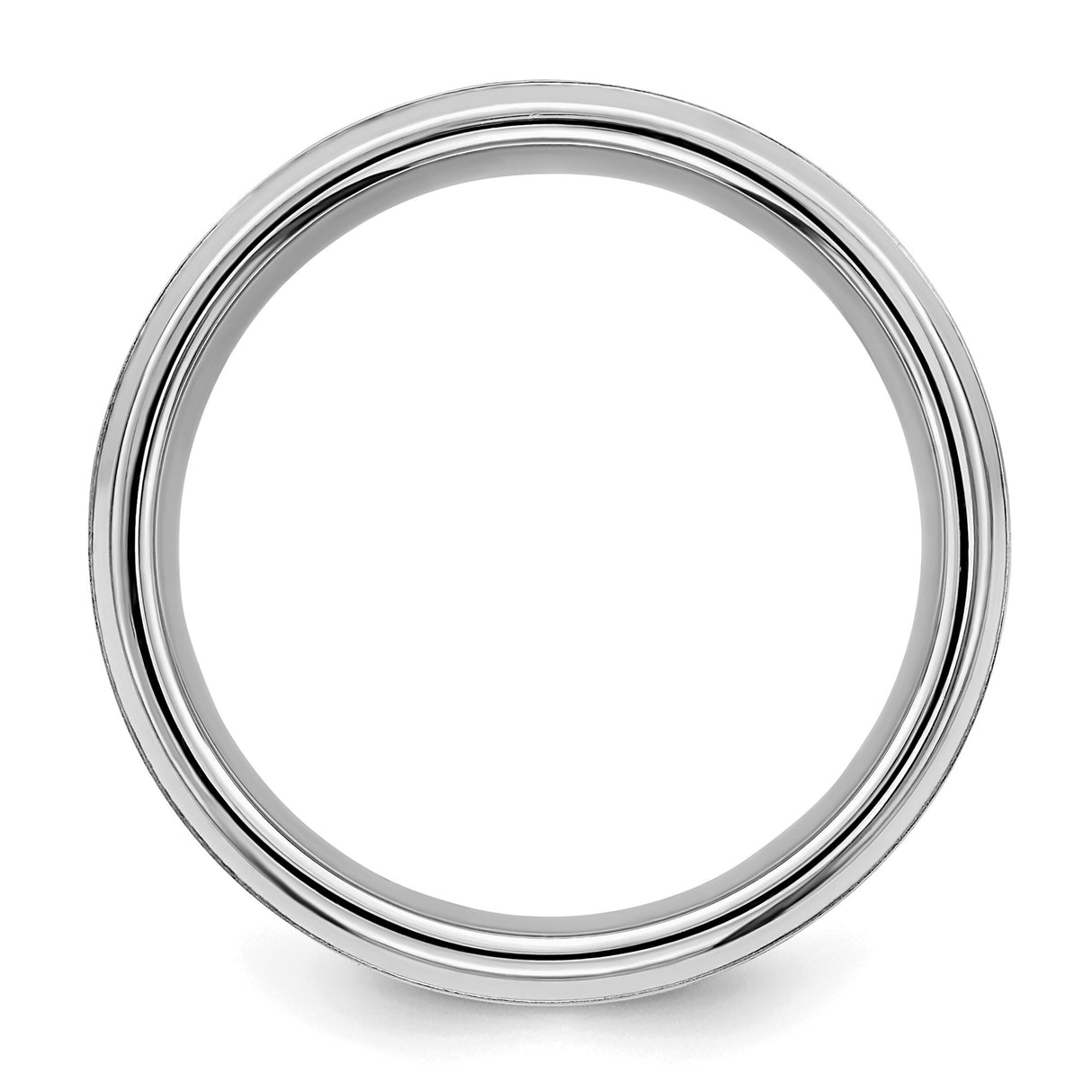 Sterling Silver Beveled Edge, Brushed wedding band ring detail view