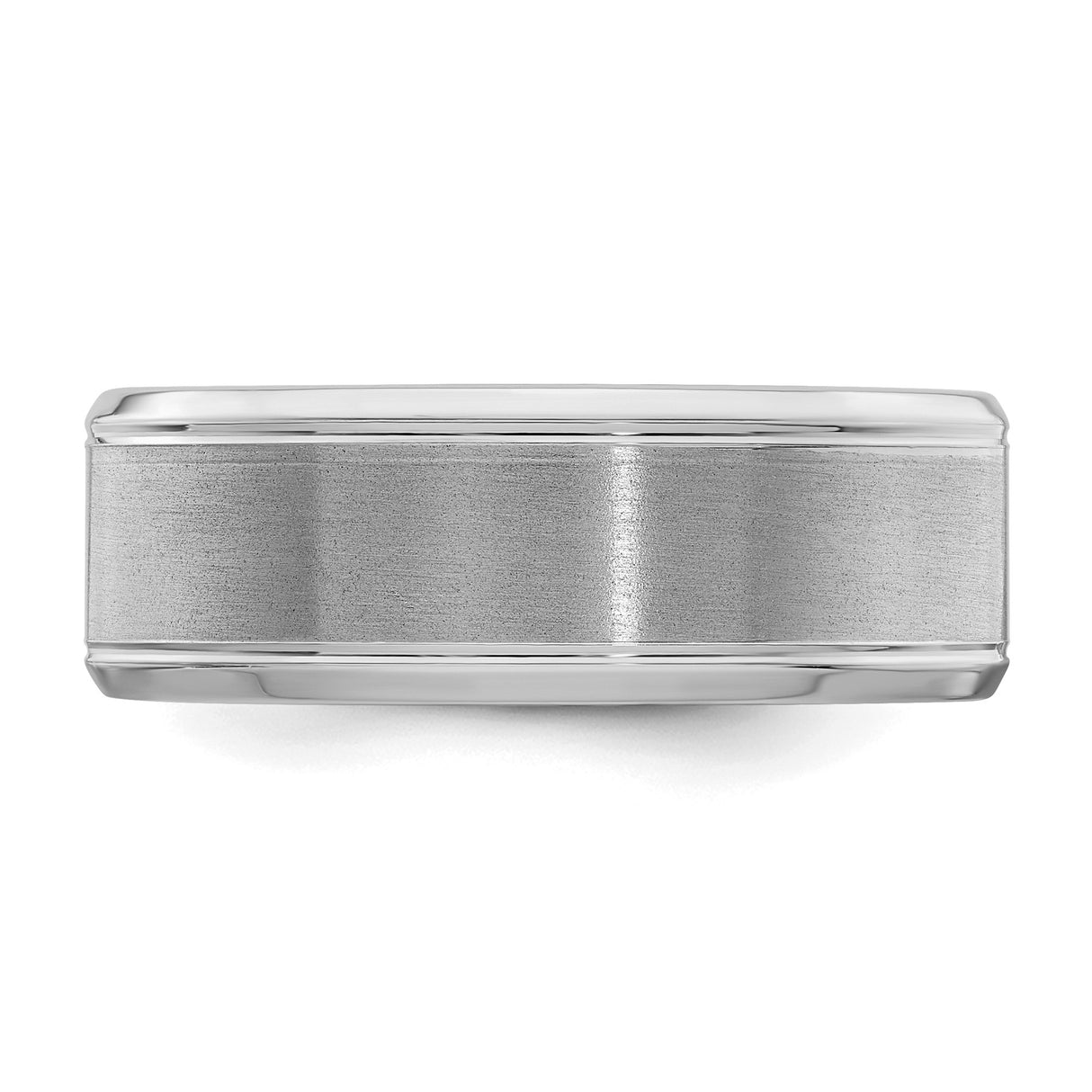 Sterling Silver Beveled Edge, Brushed wedding band ring detail view