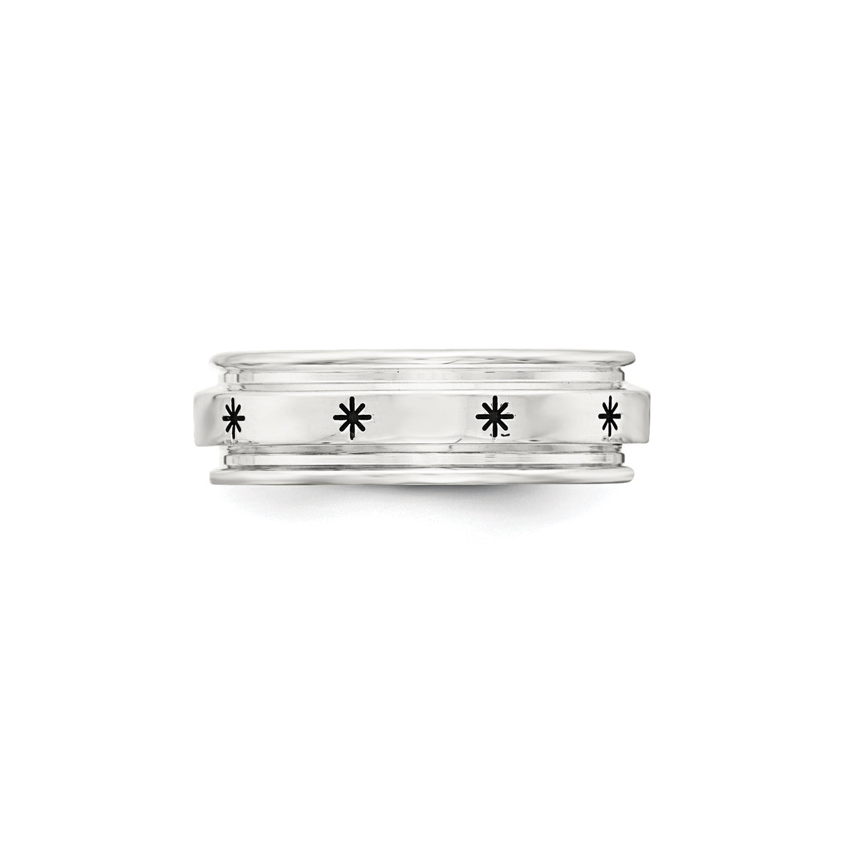 Sterling Silver Flat wedding band ring detail view