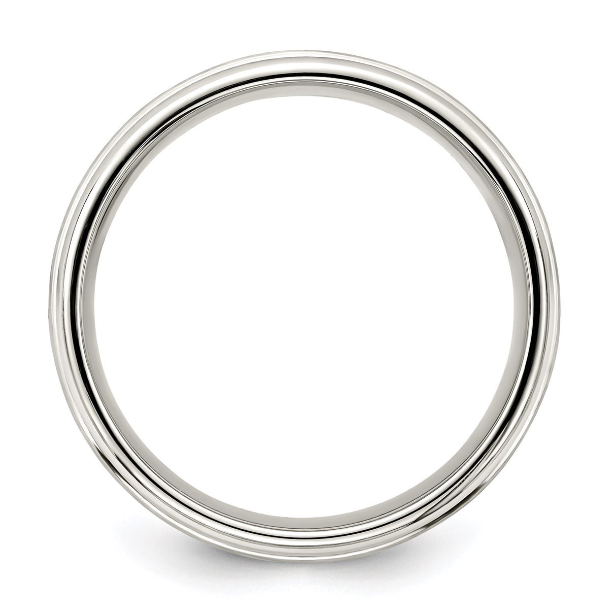 Sterling Silver Beveled Edge, Brushed wedding band ring alternate angle