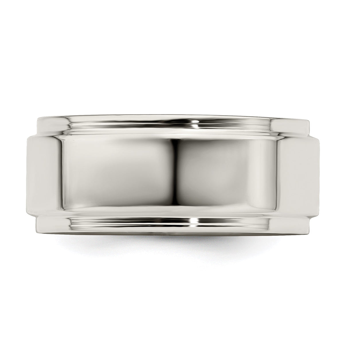 Sterling Silver Flat wedding band ring detail view