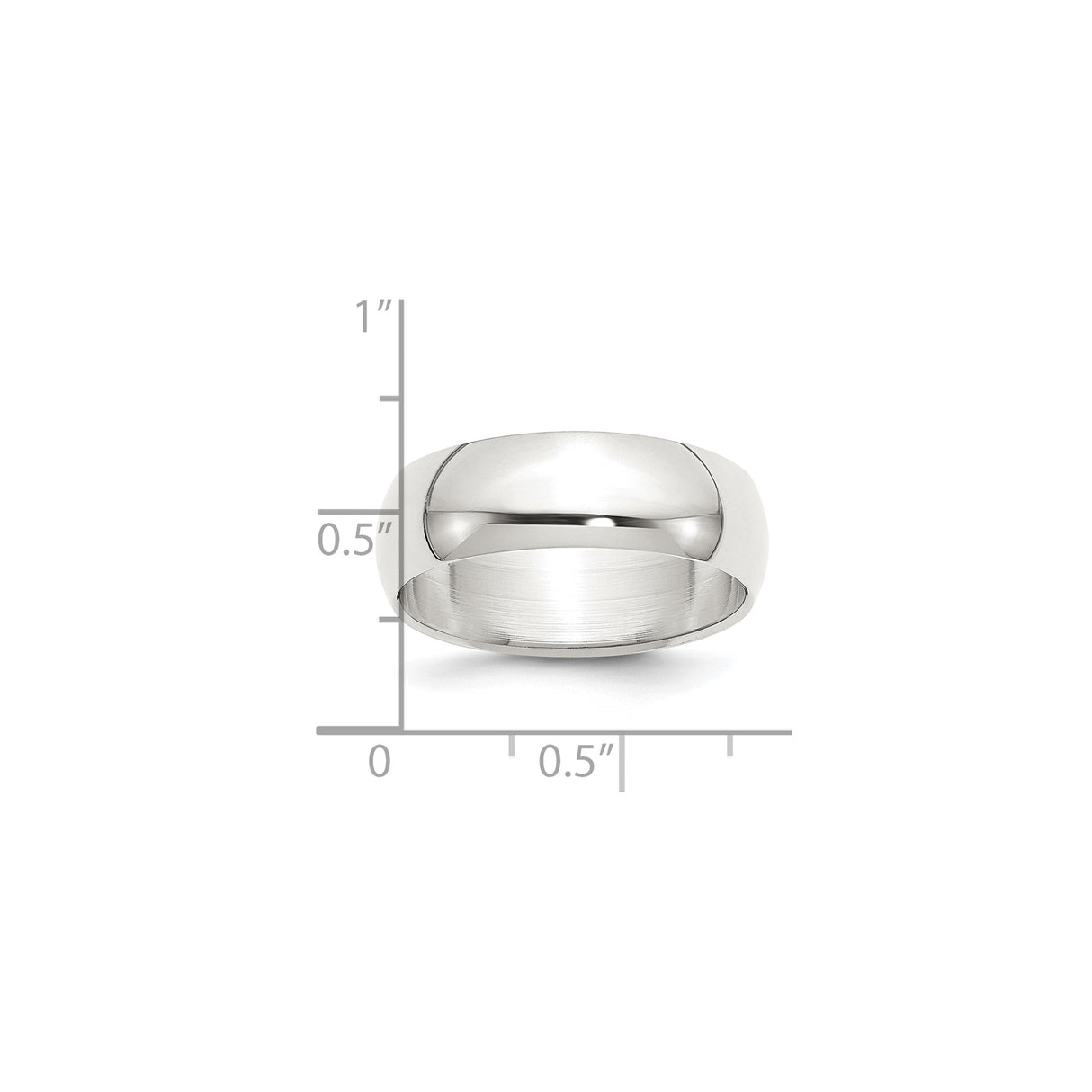 Sterling Silver Domed wedding band ring shown for scale