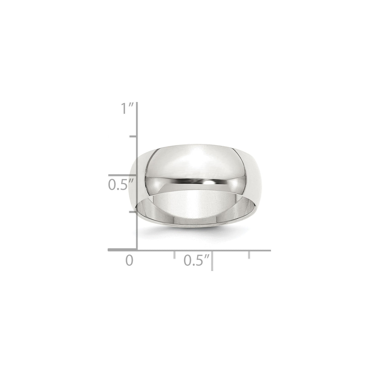 Sterling Silver Domed wedding band ring shown for scale