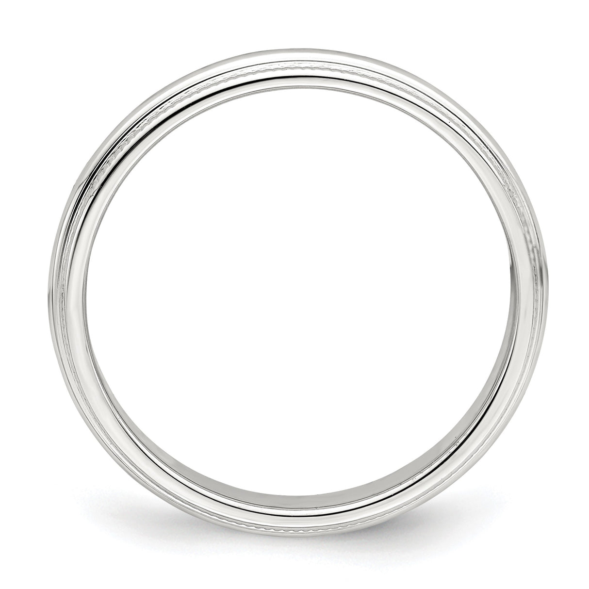 Sterling Silver Milgrain, Domed wedding band ring alternate angle