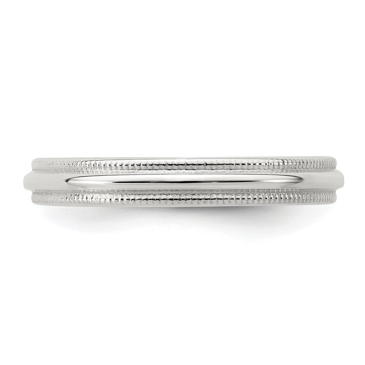 Sterling Silver Milgrain, Domed wedding band ring detail view