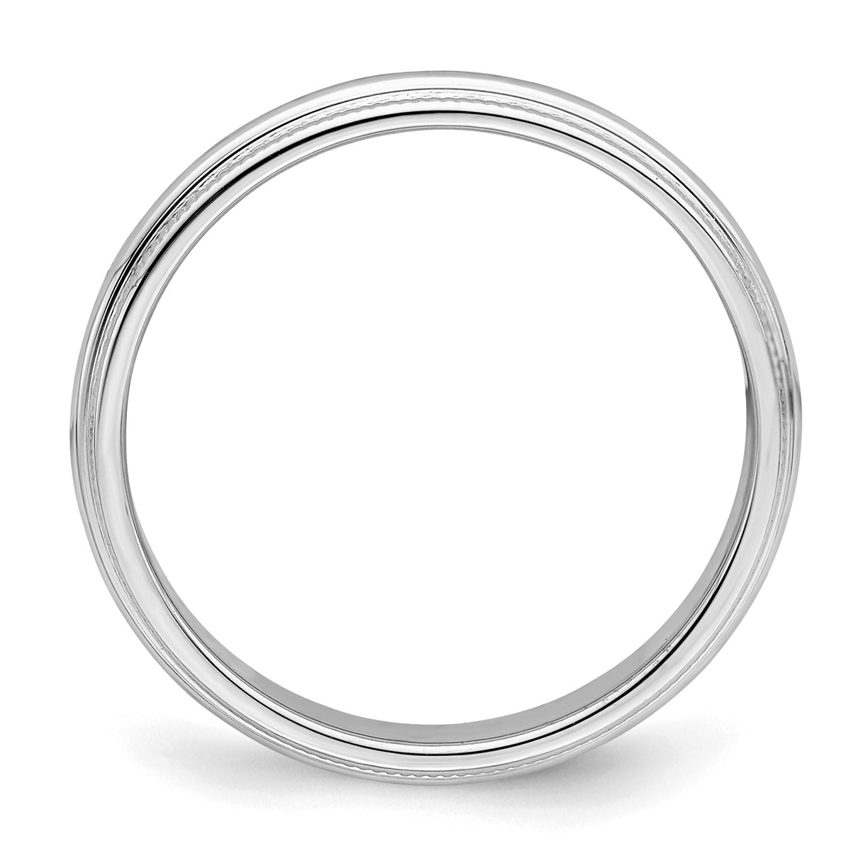 Sterling Silver Milgrain, Domed wedding band ring detail view
