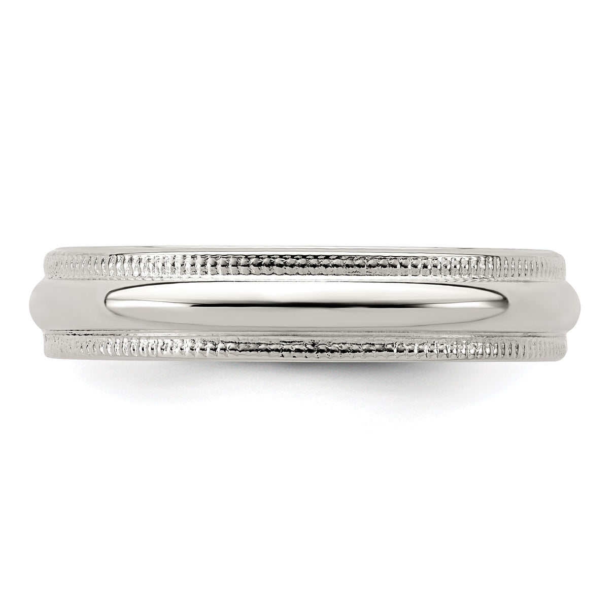 Sterling Silver Milgrain, Domed wedding band ring detail view