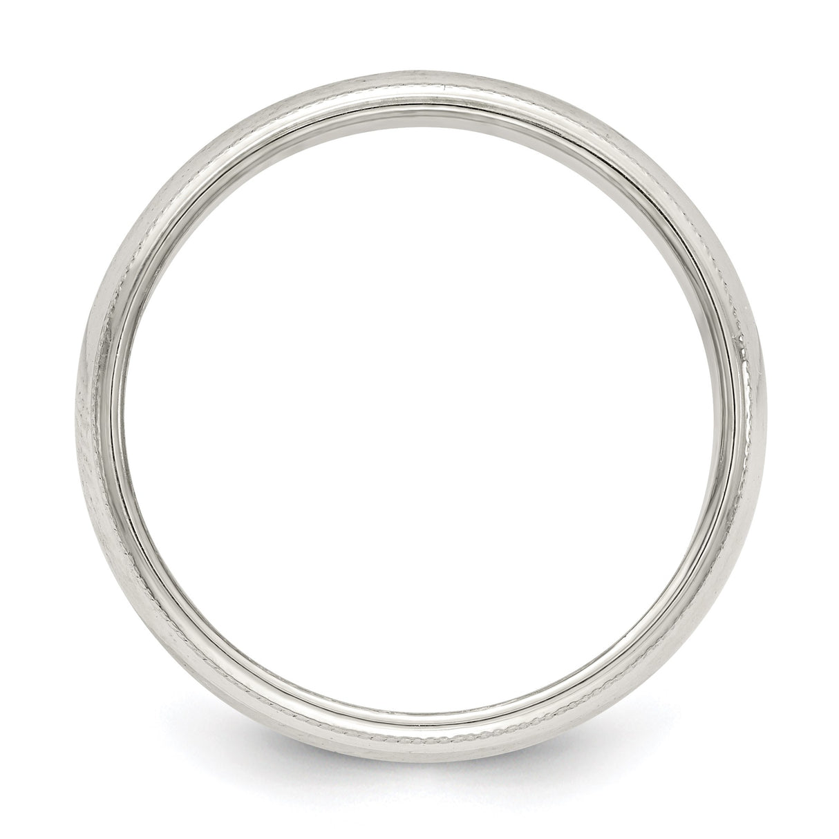 Sterling Silver Milgrain, Domed wedding band ring alternate angle