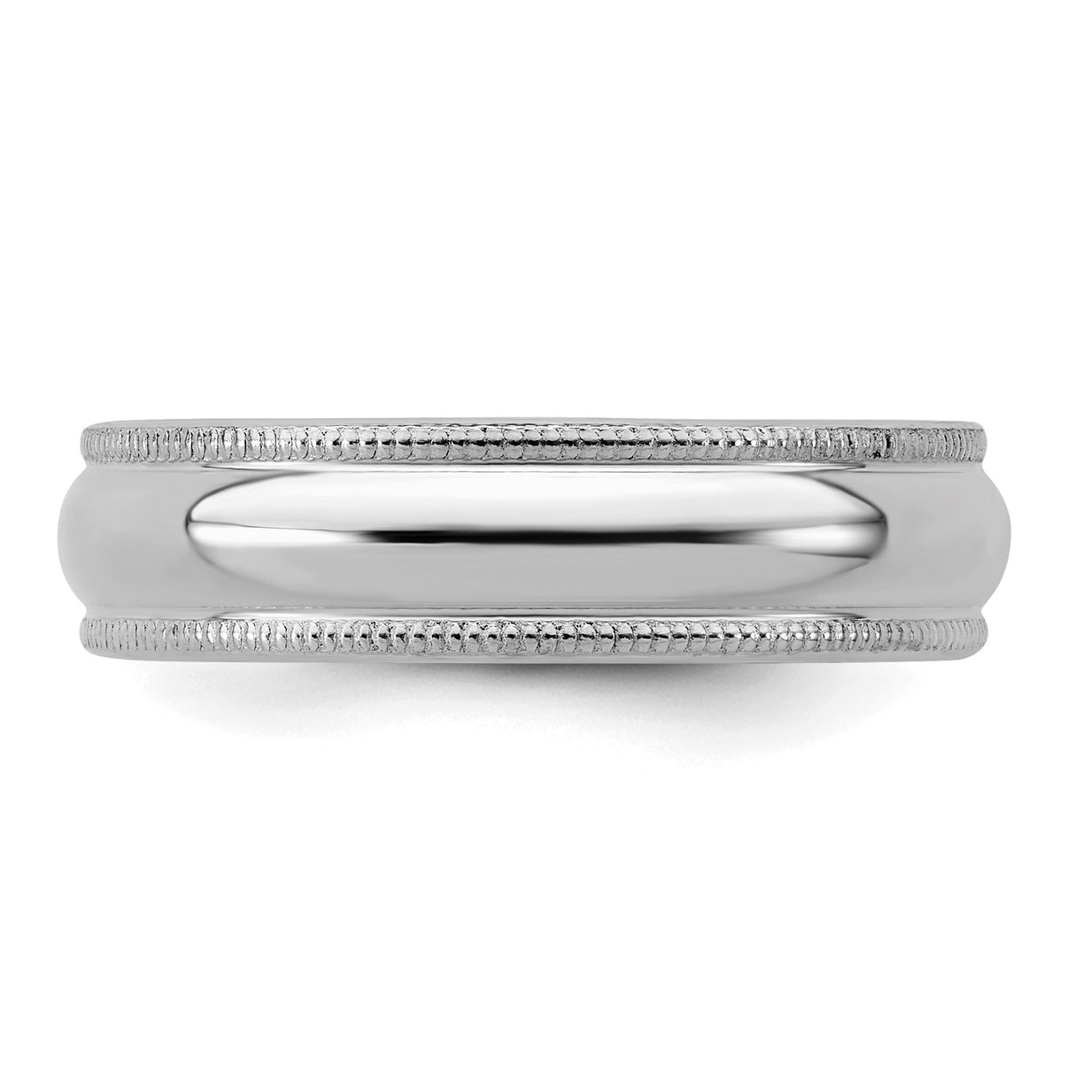 Sterling Silver Milgrain, Domed wedding band ring detail view