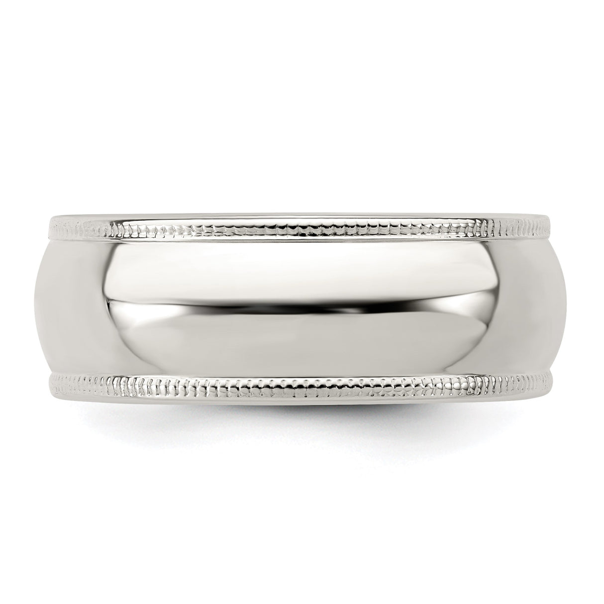 Sterling Silver Milgrain, Domed wedding band ring detail view