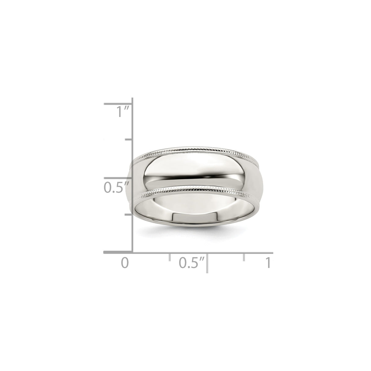 Sterling Silver Milgrain, Domed wedding band ring shown for scale