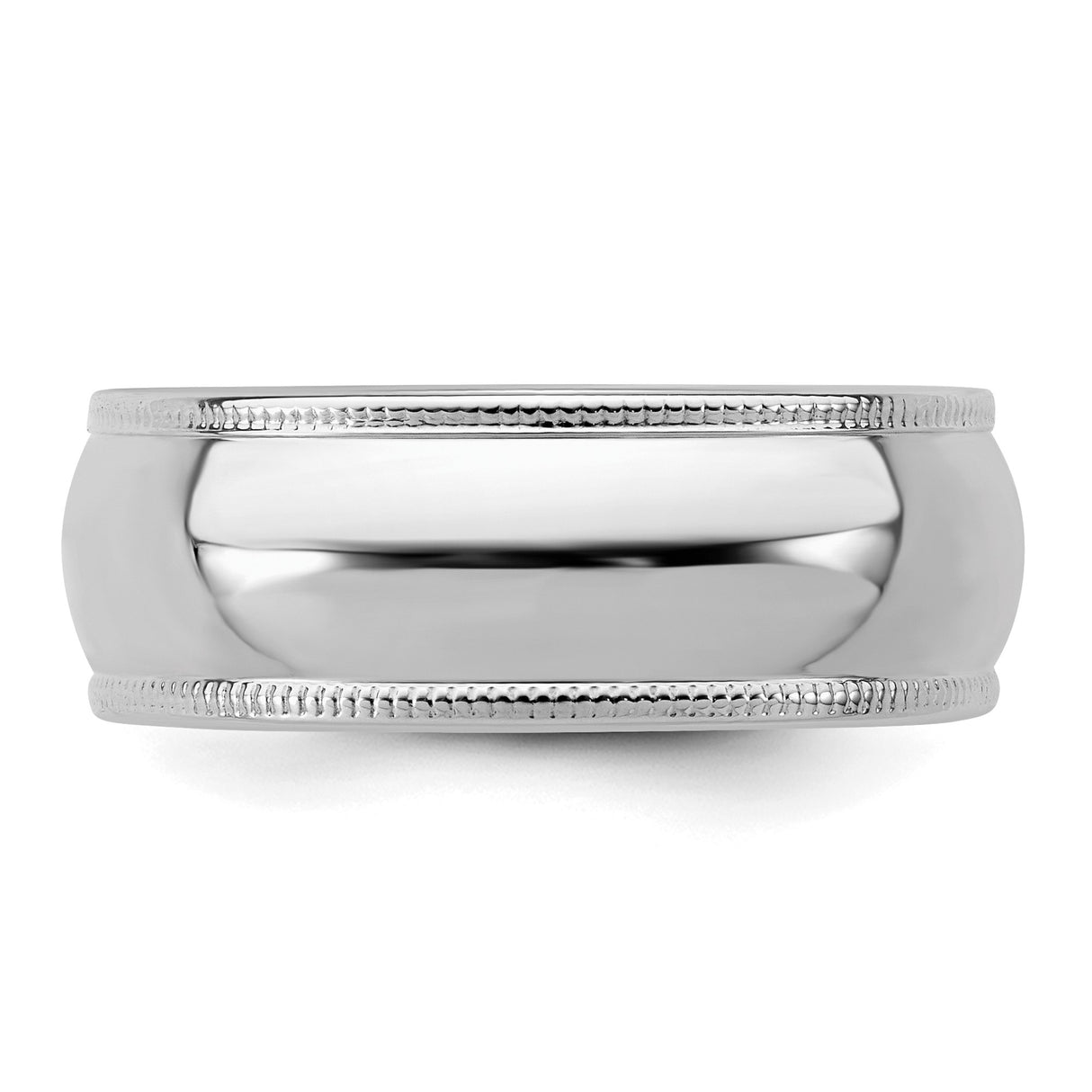 Sterling Silver Milgrain, Domed wedding band ring detail view