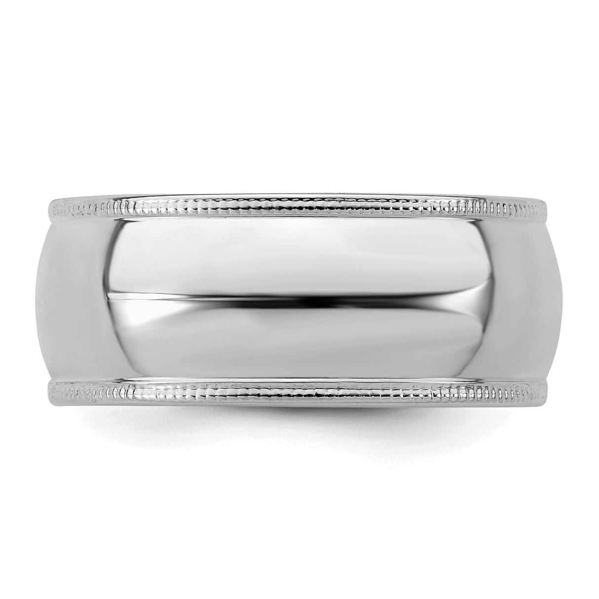 Sterling Silver Milgrain, Domed wedding band ring detail view