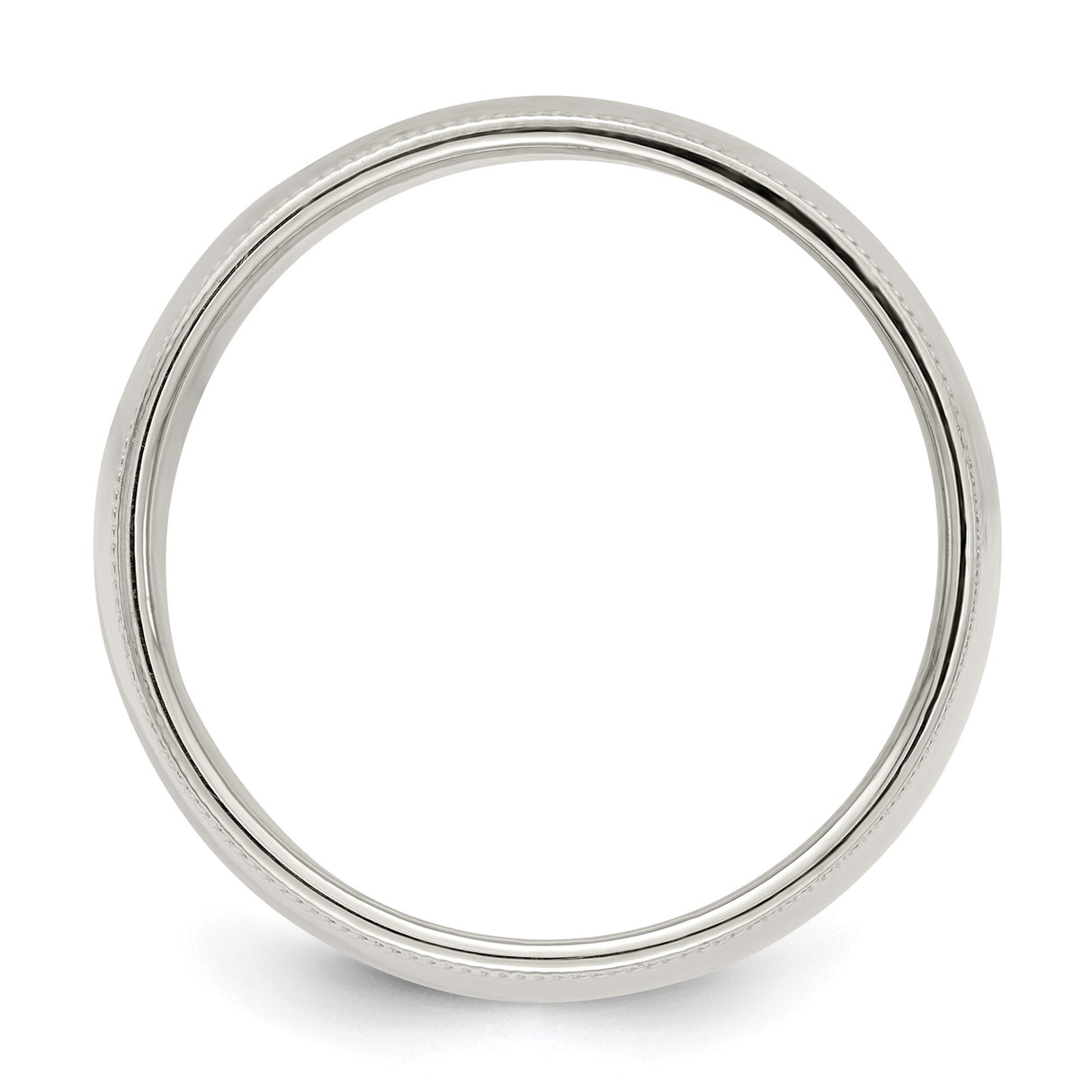 Sterling Silver Milgrain, Domed wedding band ring alternate angle