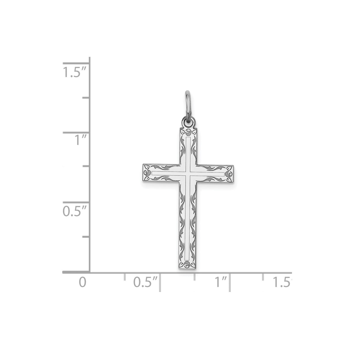 Sterling Silver Cross Pendant with Floral Motif and Scrollwork Design for Men and Women