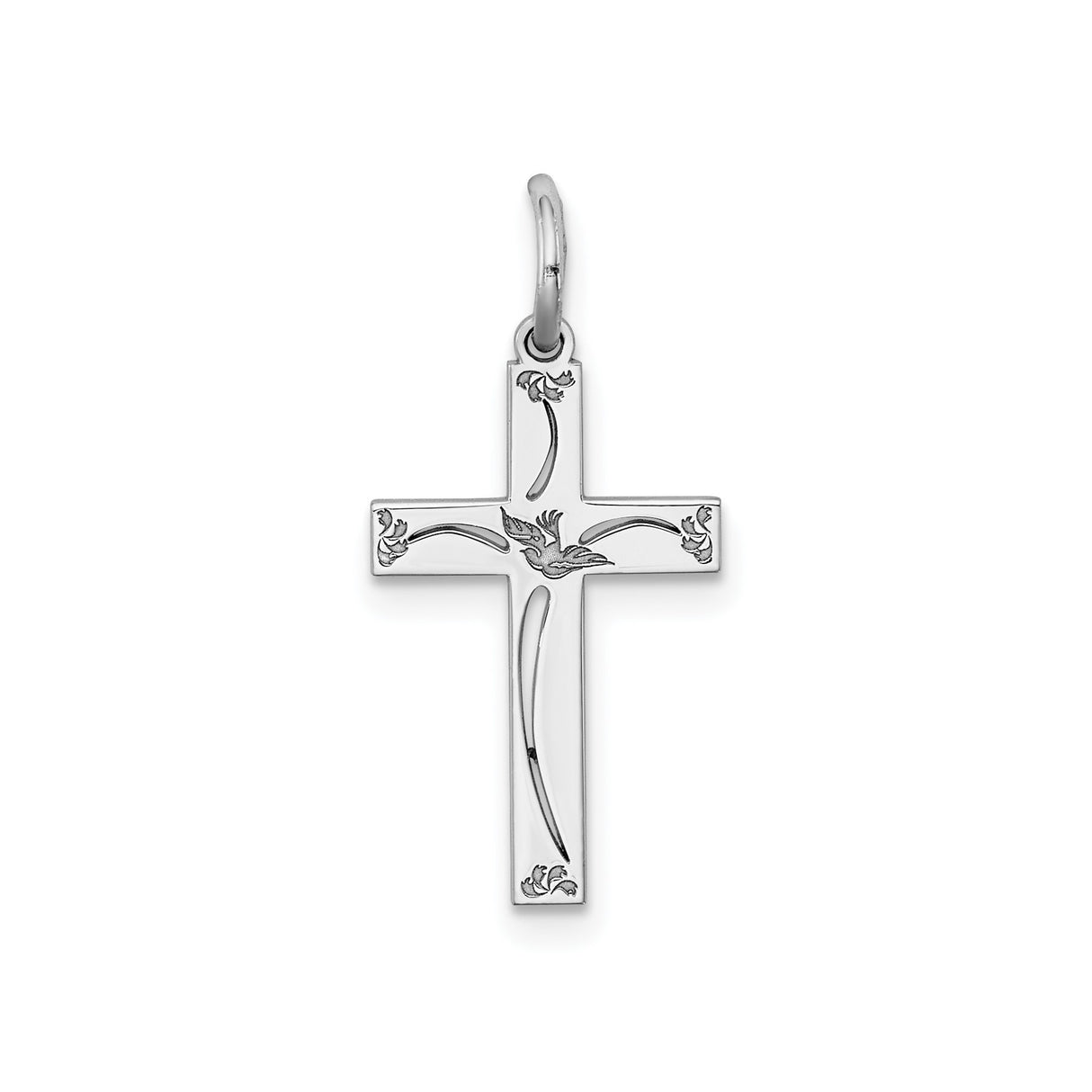 Sterling Silver Cross Pendant with Dove and Latin Cross Design for Men and Women