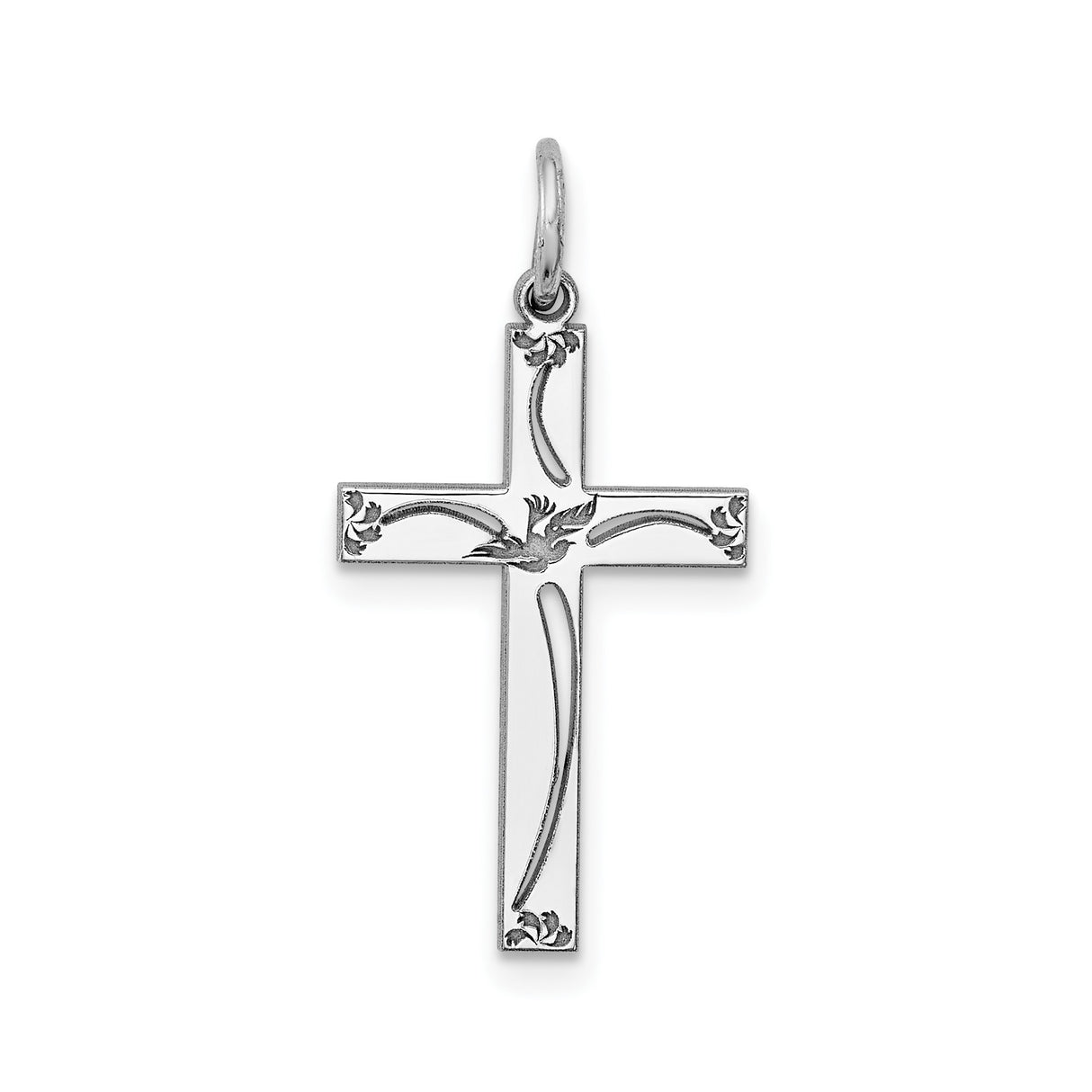 Sterling Silver Latin Cross Pendant with Dove Detail, Unisex Inspirational Faith Jewelry
