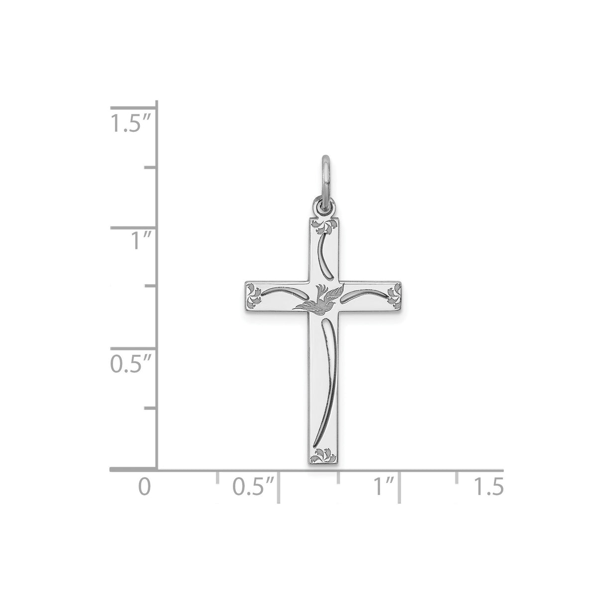 Sterling Silver Cross Pendant with Dove and Sacred Heart Design for Men and Women