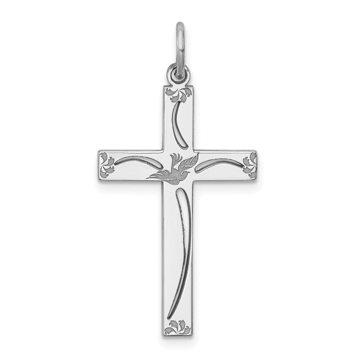 Sterling Silver Cross Pendant with Dove and Sacred Heart Design for Men and Women