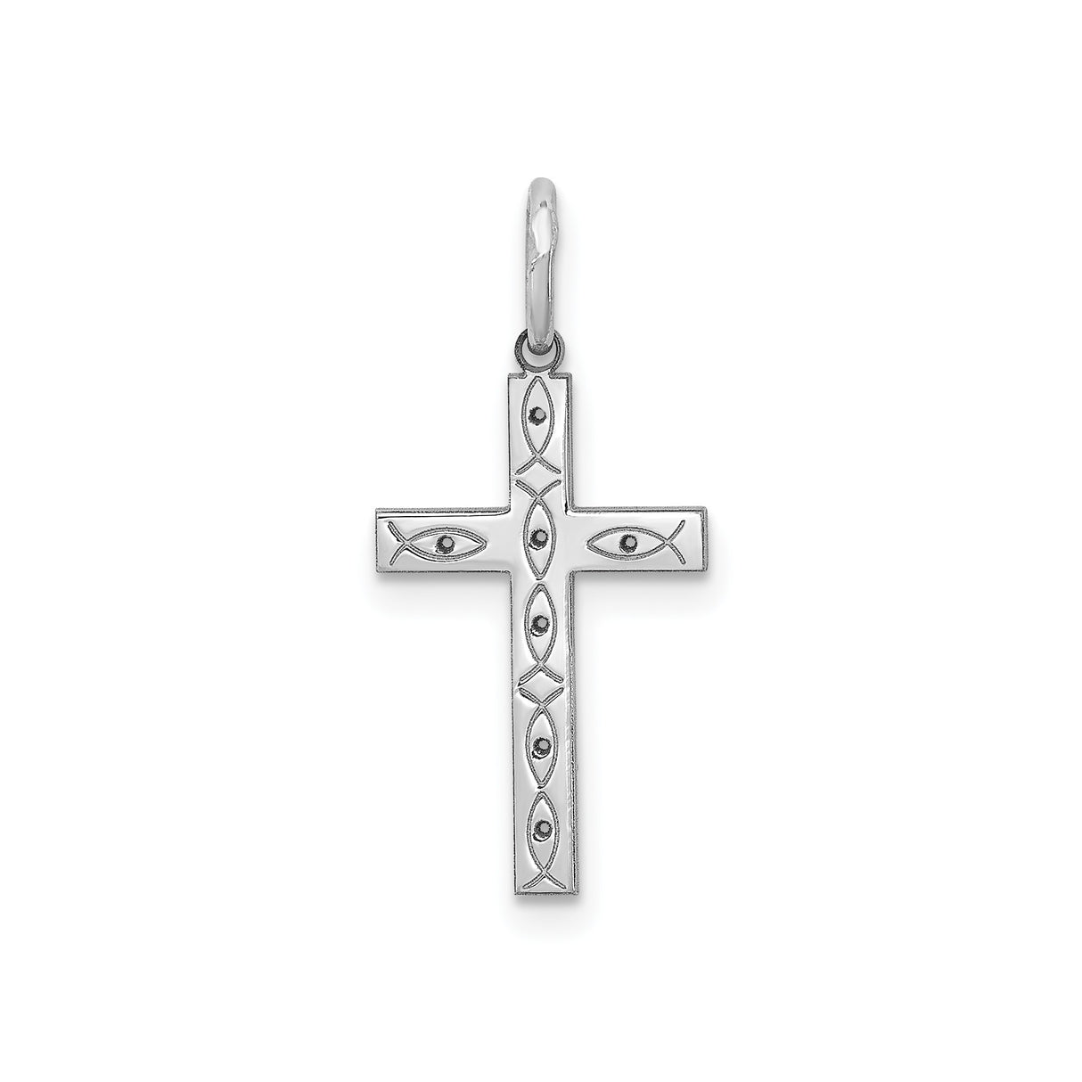 Sterling Silver Cross Pendant with Latin Cross and Ichthys Symbol for Men and Women