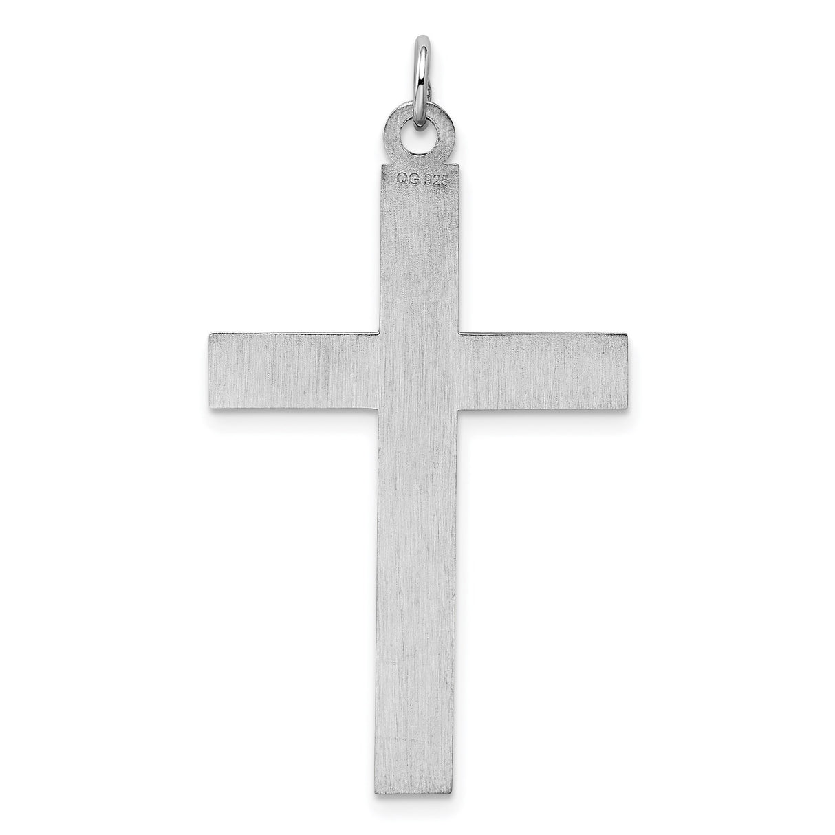 Sterling Silver Cross Pendant with Beveled Edge and Brushed Finish for Men and Women