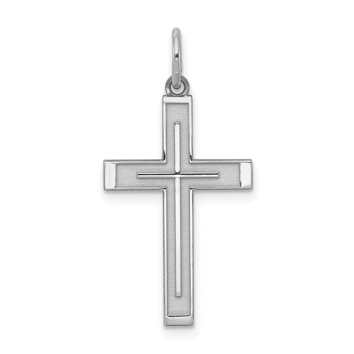 Sterling Silver Cross Pendant with Dual Latin Design, Modern Religious Symbol for Men and Women