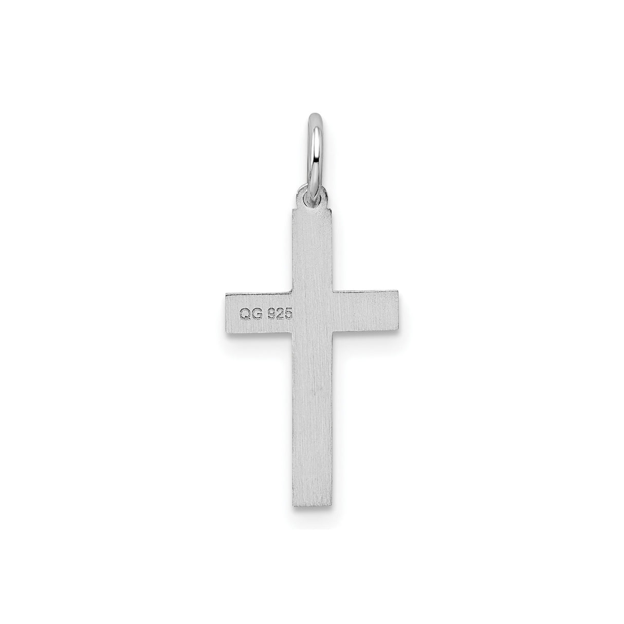 Sterling Silver Latin Cross Pendant with Etched Inset Detail and Modern Minimalist Design