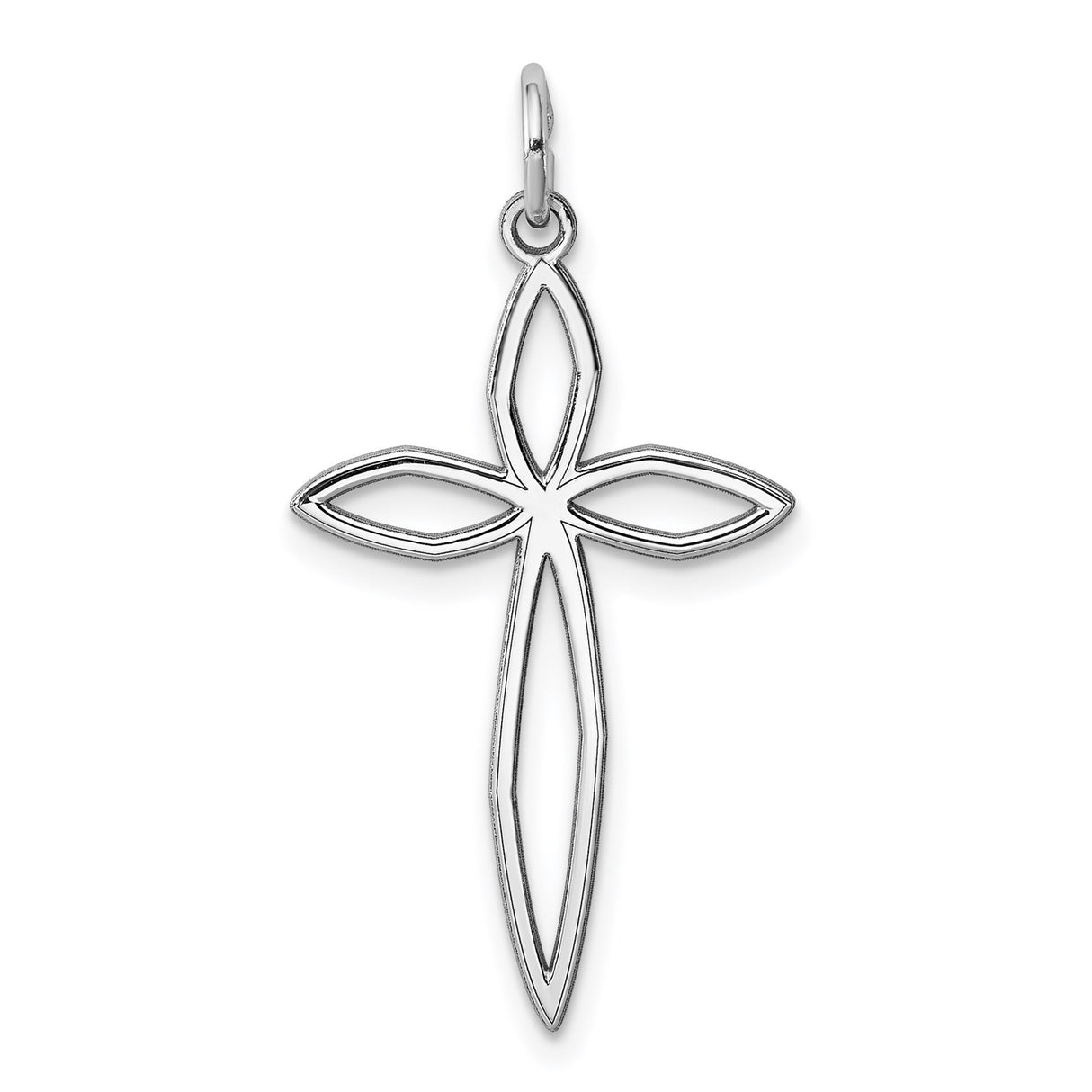 Sterling Silver Cross Pendant with Open Design and Mirror Finish for Men and Women