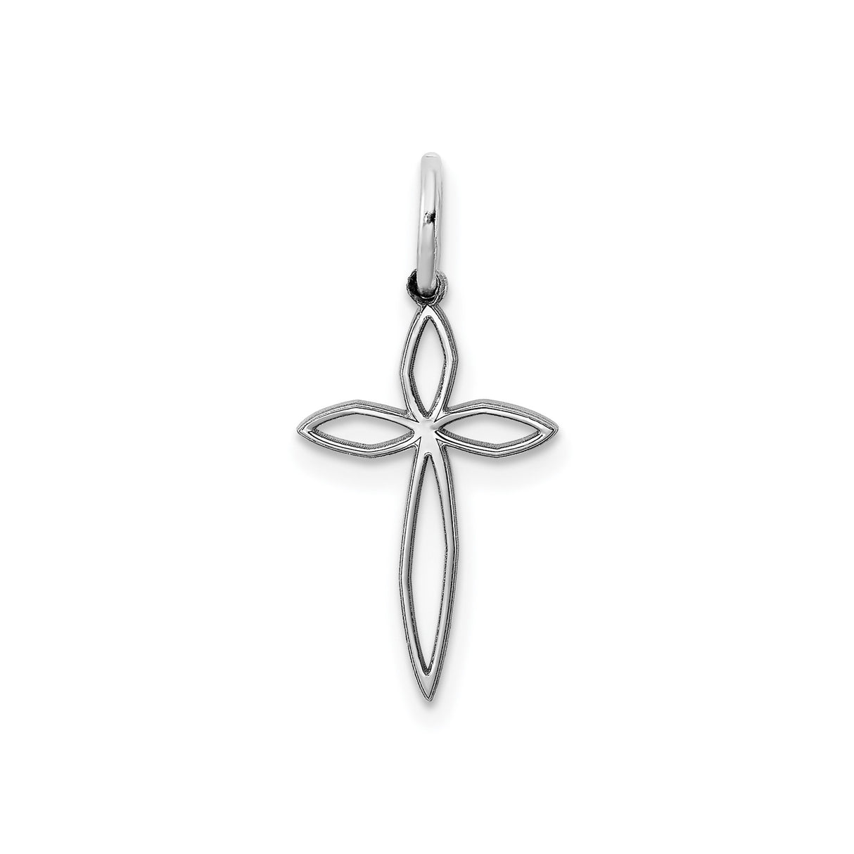 Sterling Silver Cross Pendant with Openwork Design and Minimalist Religious Style