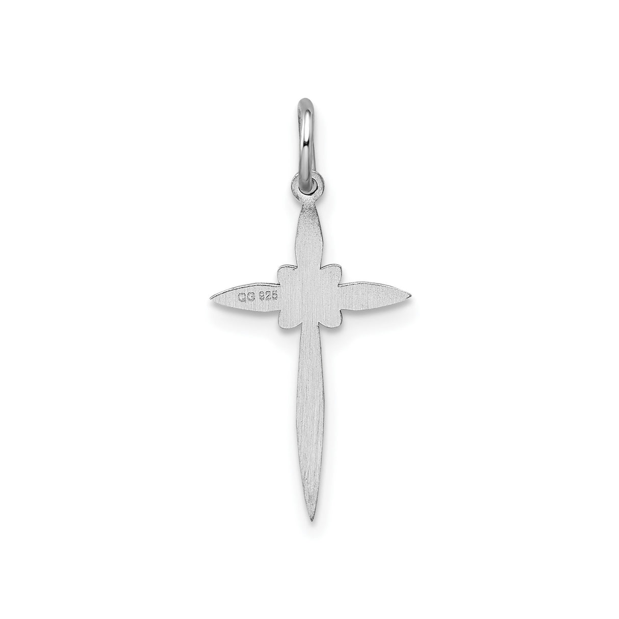 Sterling Silver Cross Pendant with Floral Accents and Mirror Finish for Men and Women