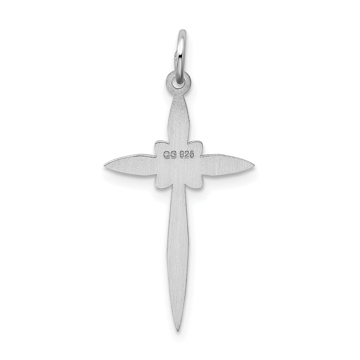 Sterling Silver Cross Pendant with Floral Detail and Polished Finish, Unisex Spiritual Jewelry