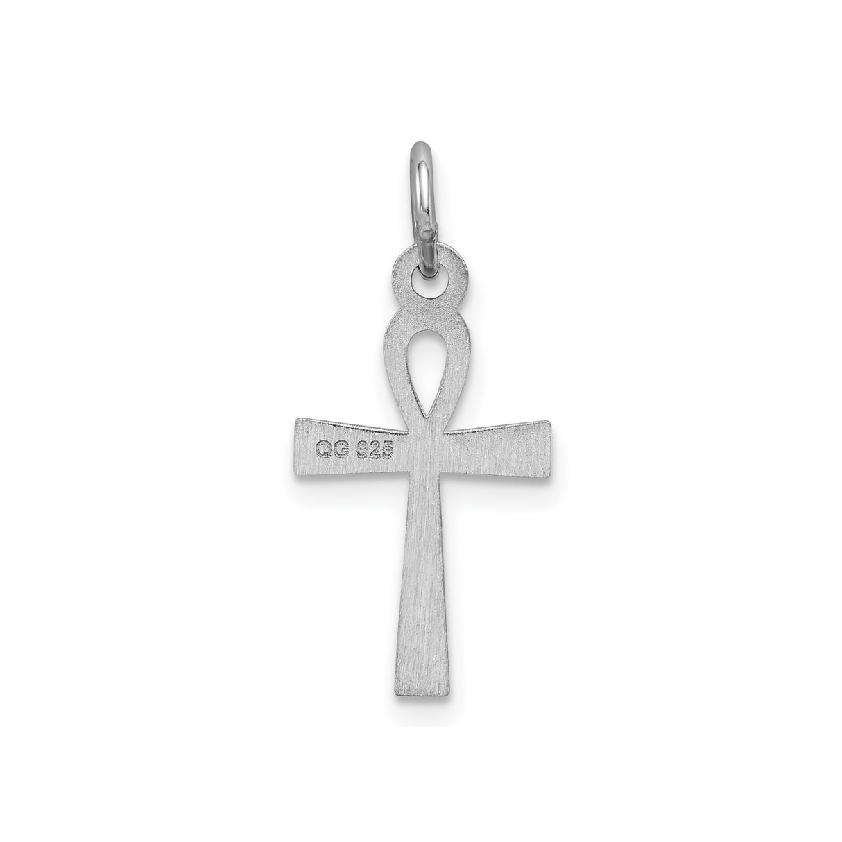 Sterling Silver Ankh Cross Pendant with Etched Detail, Polished Finish, Egyptian Religious Symbol