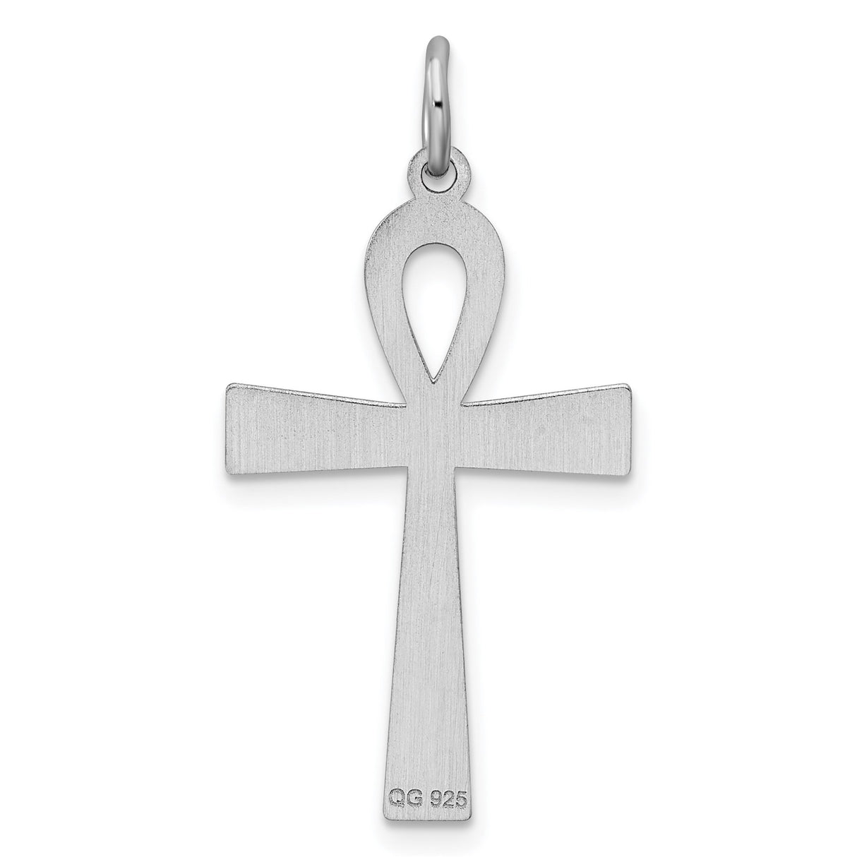 Sterling Silver Ankh Pendant with Looped Top, Polished Finish, and Subtle Embellishments