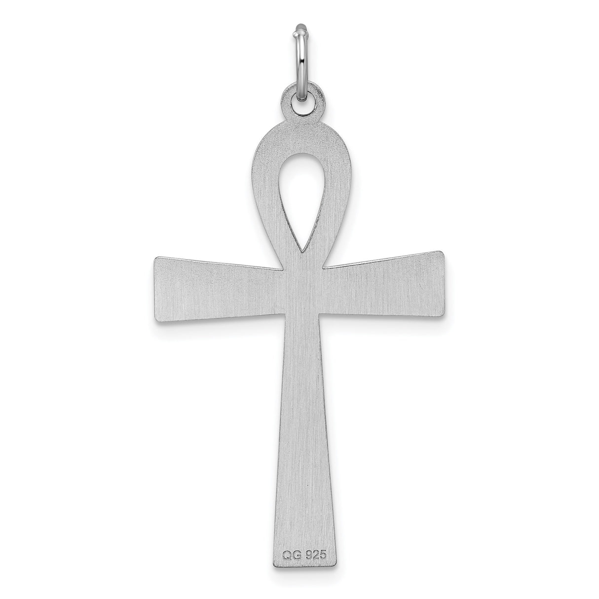 Sterling Silver Ankh Pendant with Intricate Engravings and Dotted Accents