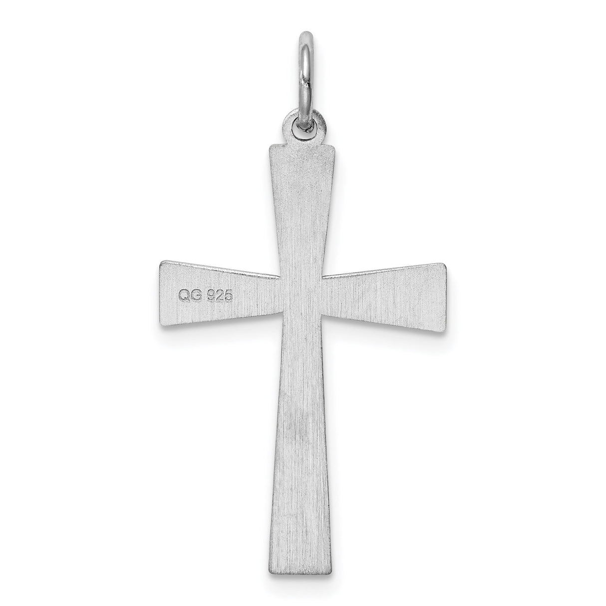 Sterling Silver Cross Pendant with Matte Border and Polished Finish , Minimalist Unisex Style