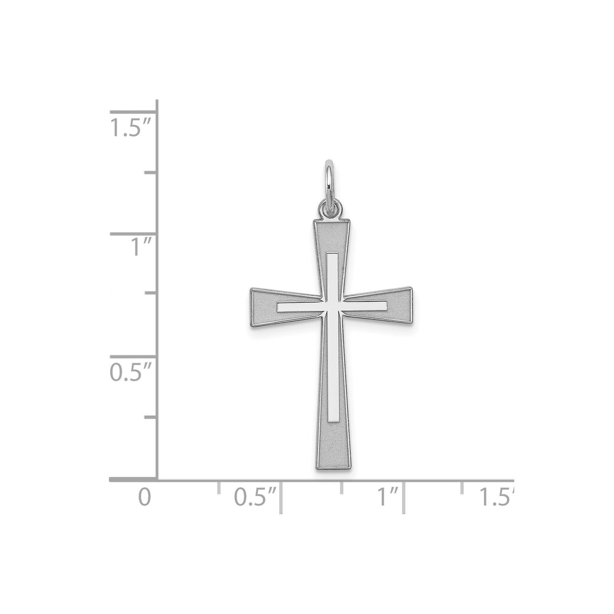 Sterling Silver Cross Pendant with Matte Border and Polished Finish , Minimalist Unisex Style