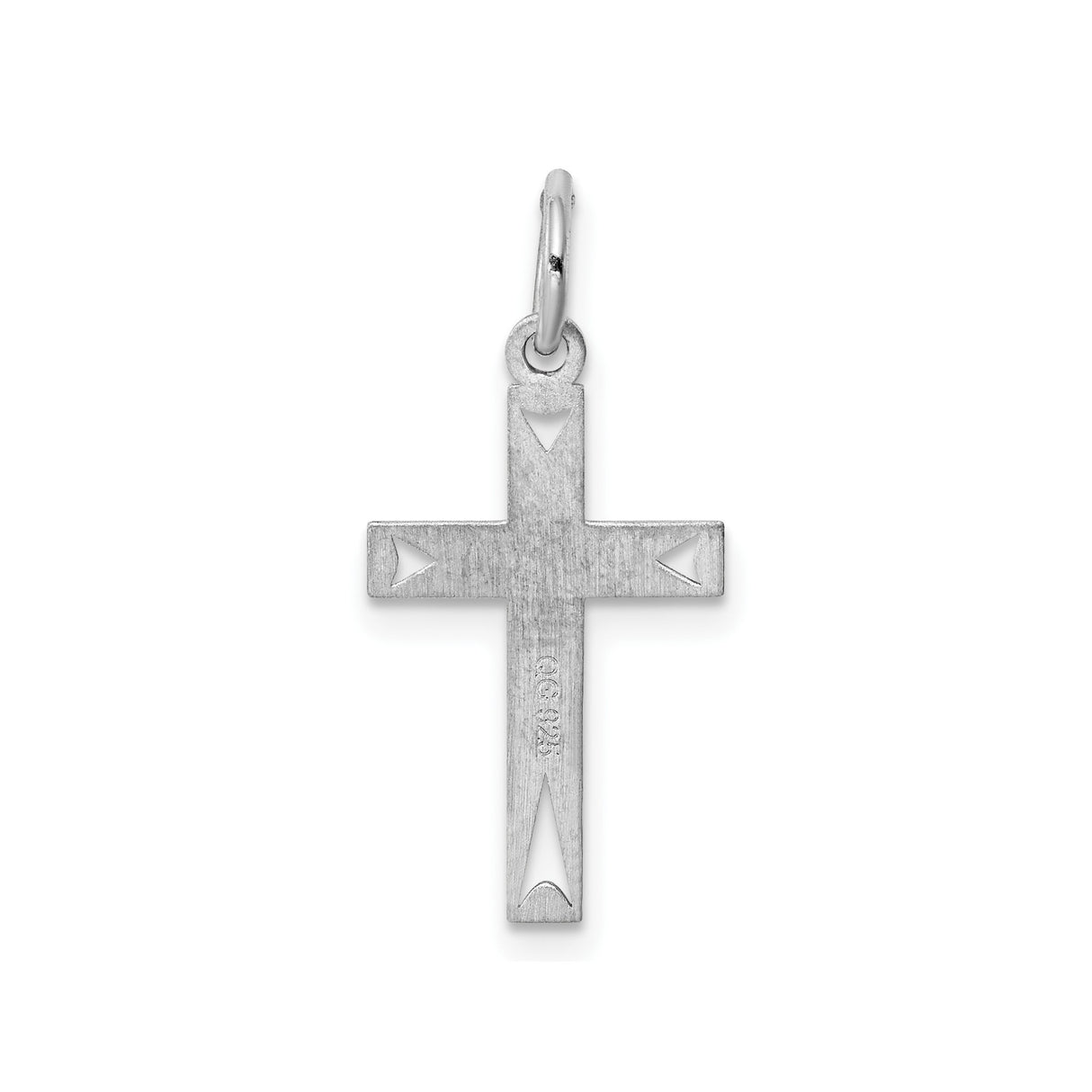 Sterling Silver Latin Cross Pendant with Eye Symbol and Geometric Carvings