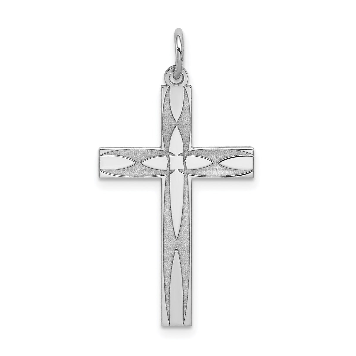 Sterling Silver Cross Pendant, Minimalist Polished Matte Finish, Latin Religious Design for Men and Women