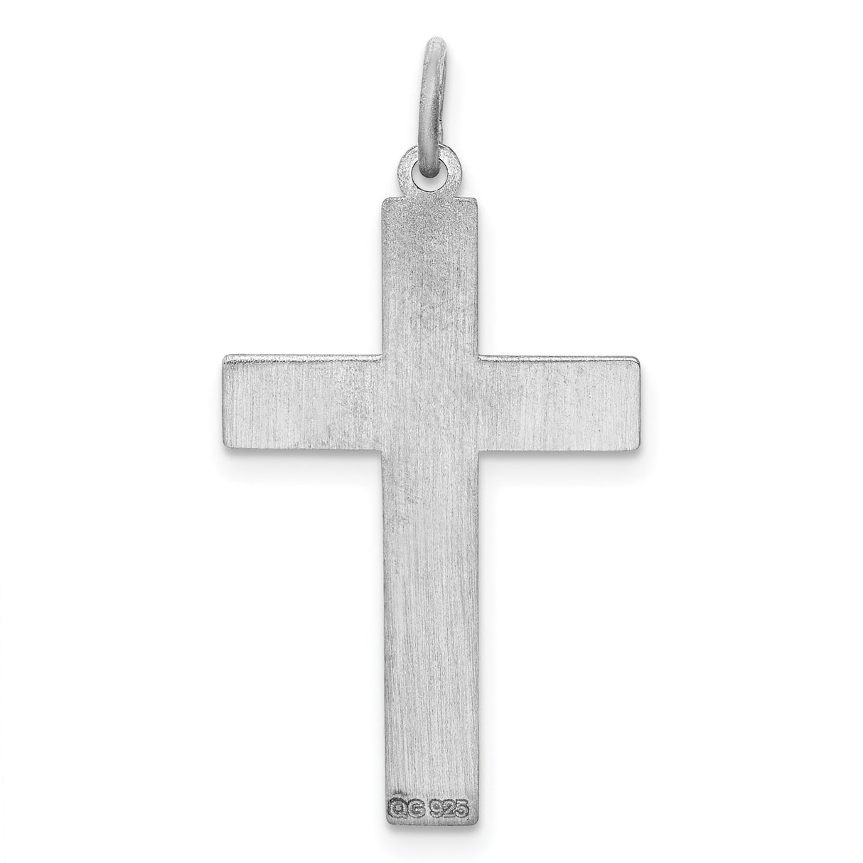Sterling Silver Cross Pendant with Brushed Satin Finish and Polished Edges, Geometric Design