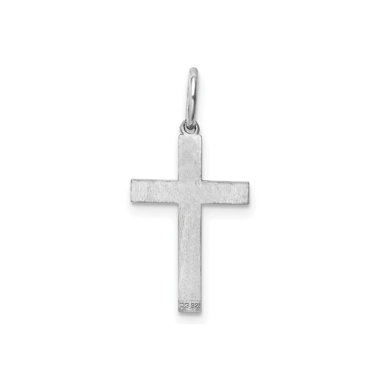 Sterling Silver Cross Pendant with Matte Brushed Finish, Modern Unisex Religious Charm