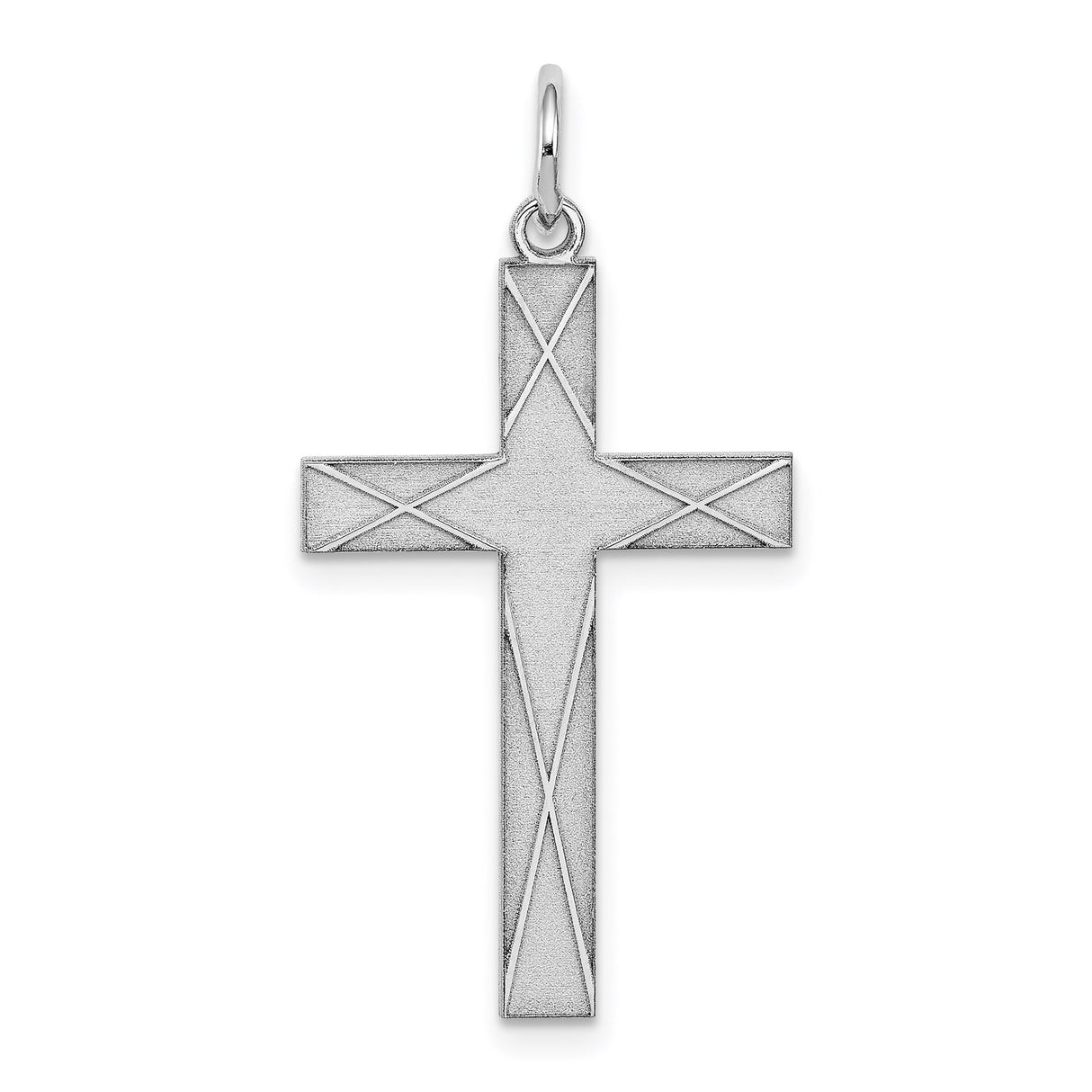 Sterling Silver Cross Pendant with Etched Geometric Matte Design for Men and Women